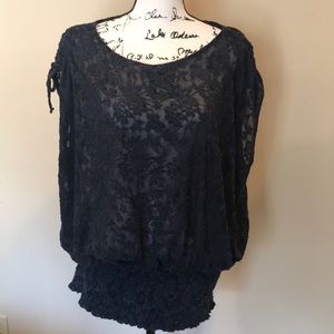 *Anthropologie* brand Deletta Navy Lace Top